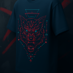 Kapdaverse Alpha Rage Oversized Tshirt : Wolf design with geometric elements